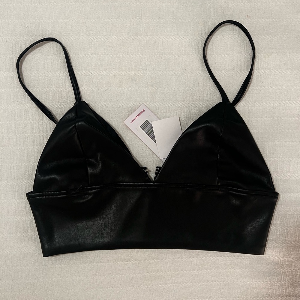 Shoedazzle leather bralette. Brand new.